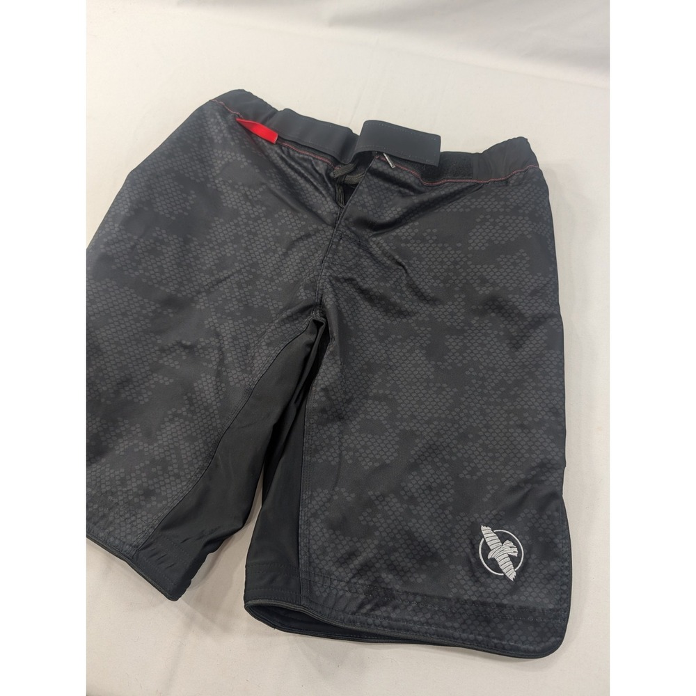 Hayabusa Shorts Mens Small Black Gray Hex MMA Jiu Jitsu Kickboxing Training